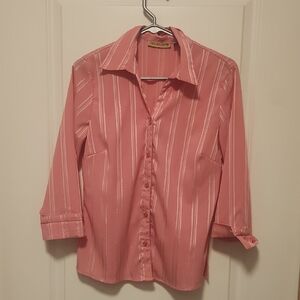 Notations Pink and Silver Striped Blouse